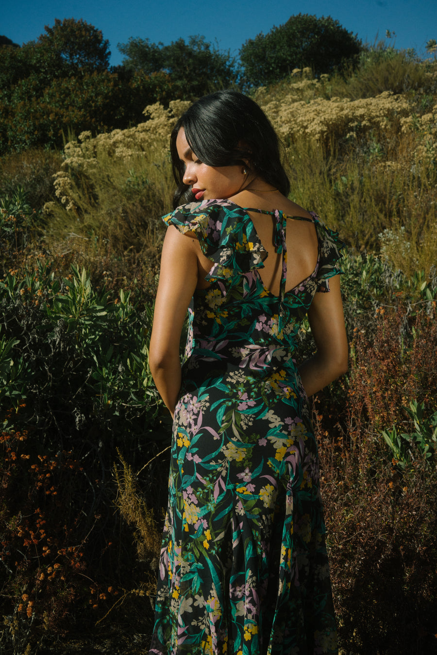 Serena Dress in Vibrant Indigo Floral