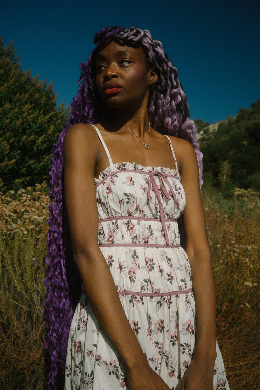 Serenity Dress in Cranberry Garden Floral