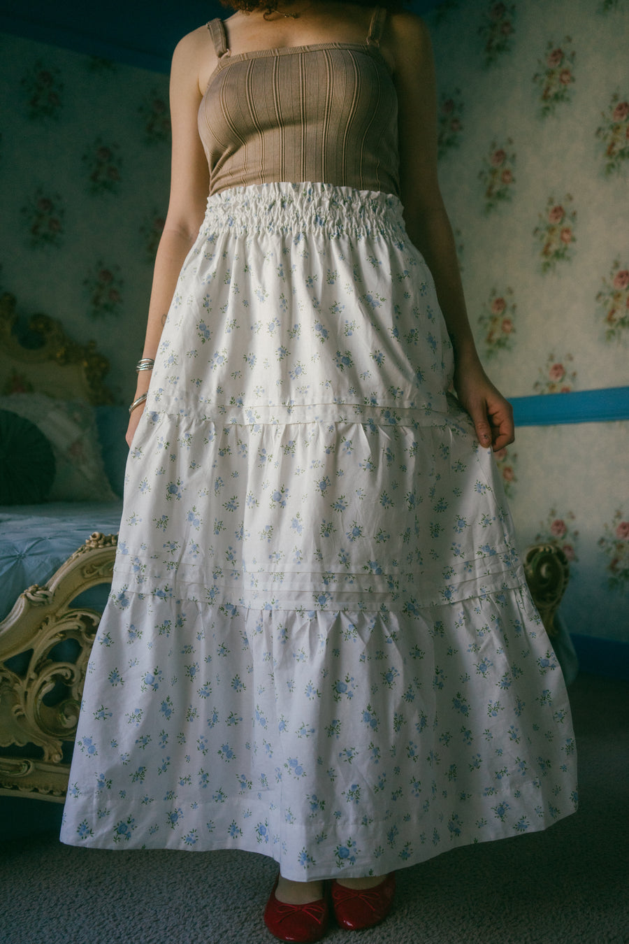 Zosia Skirt in Blue Daisy