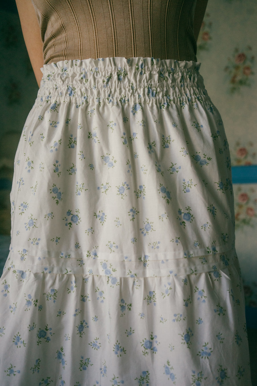 Zosia Skirt in Blue Daisy