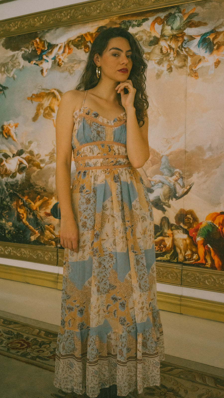 Cynthia Dress in Indigo Paisley Floral