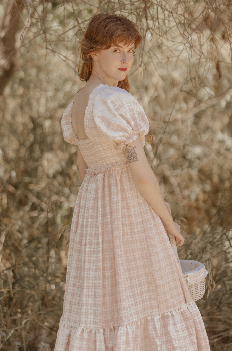 Elosie Dress in Cherry Blossom Plaid