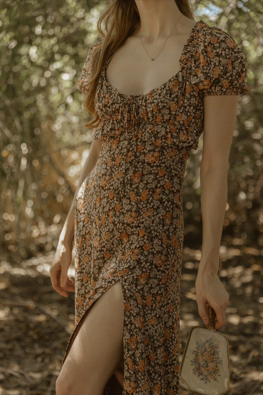 Abigail Dress in Acorn Autumn Garden