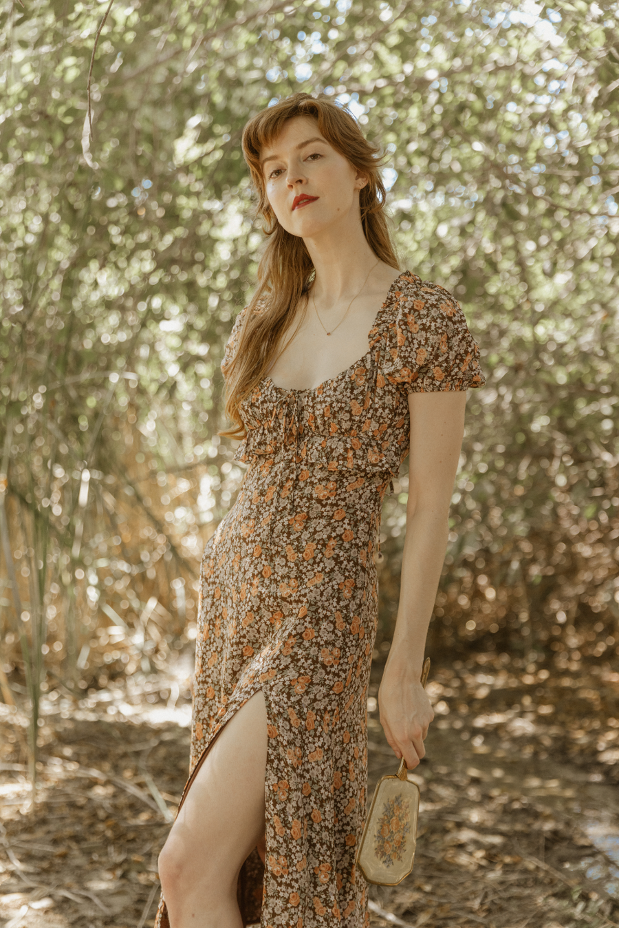 Abigail Dress in Acorn Autumn Garden