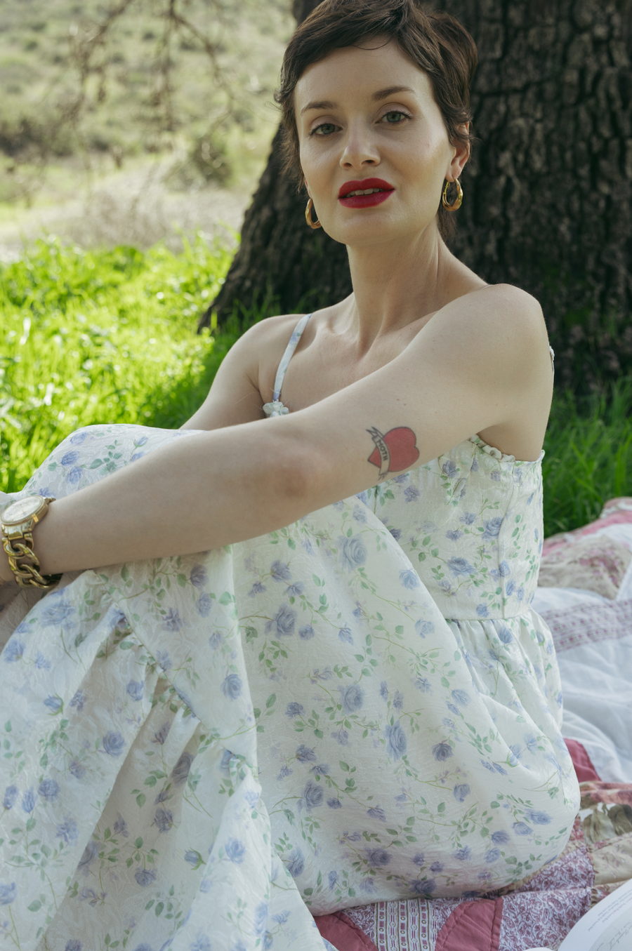 Elisabeta Dress in Indigo Rose Garden